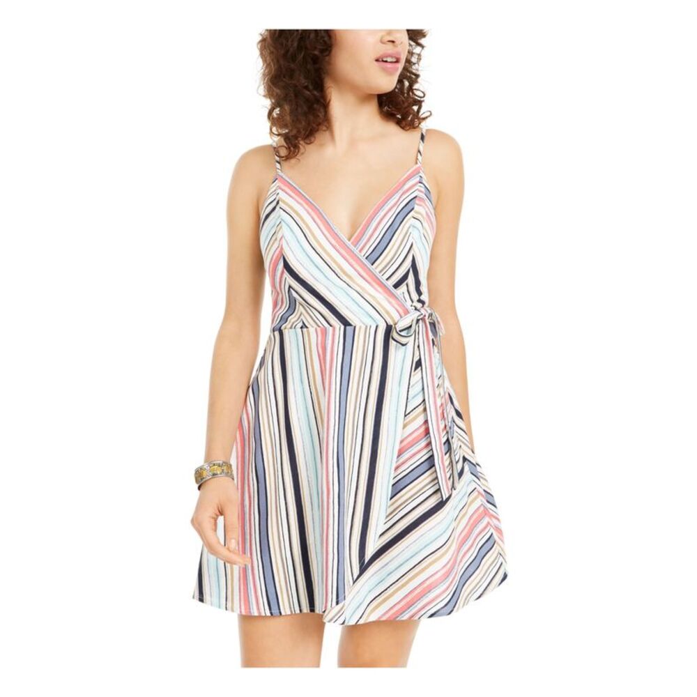SPEECHLESS Womens Fit + Flare Dress White Tie Spaghetti Strap V Neck Juniors S